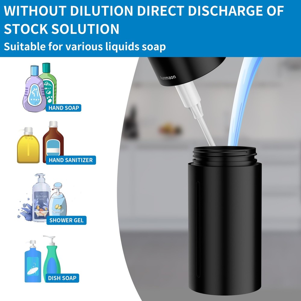 Aunmaon Automatic Soap Dispenser Touchless, Hands-Free, Multi Bright Black