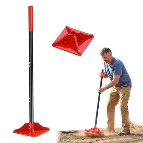 8" x 8" Steel Tamper Tool, 48" Long Handle Heavy Duty Hand Compactor for Soil,