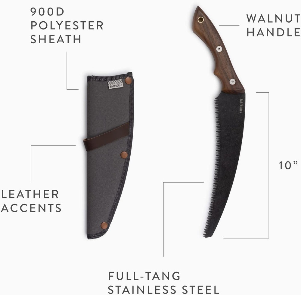 Barebones Timber Saw - Hand with Ergonomic Walnut Handle for Camping,