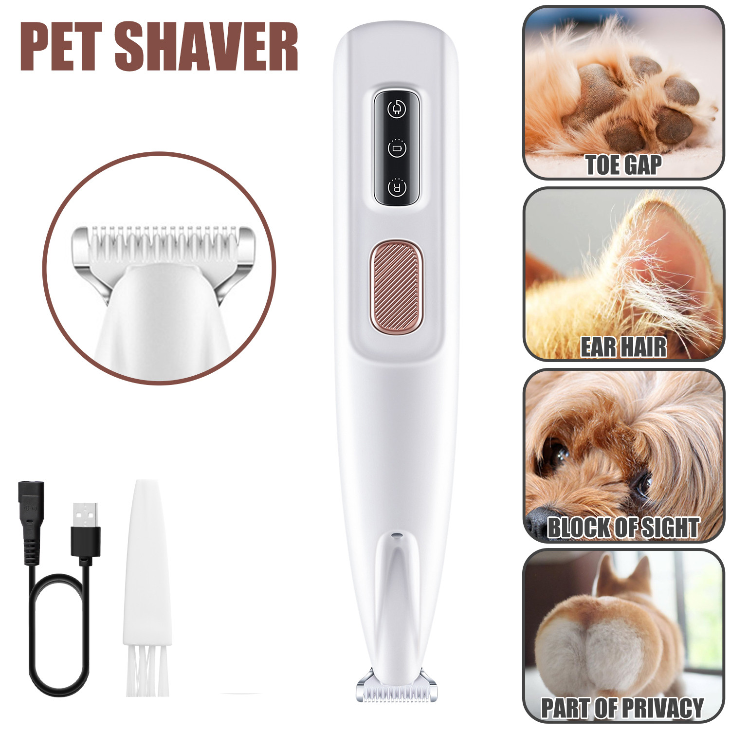 Dog Paw Fur Trimmer Low Noise Cordless Electric Pet Hair Clippers for Cat & Dogs