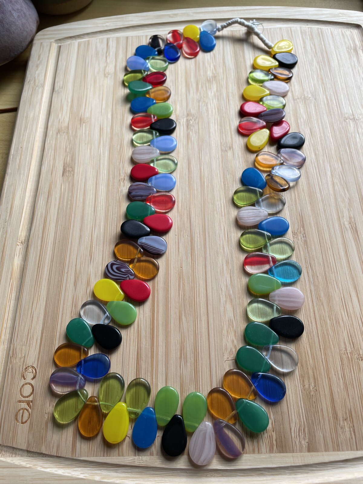 African Trade Beads Mali Wedding Necklace Czech Paddle Glass