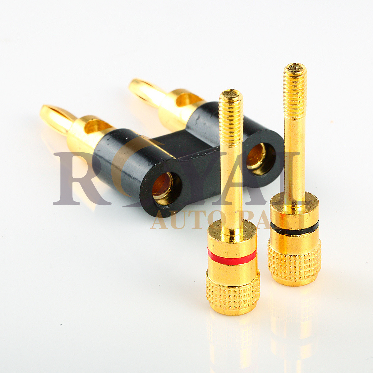 NEW Premium gold Dual 2 banana plug post jack speaker wire cable audio connector