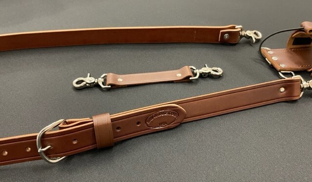 1.5" Wide Firefighter Leather Radio Strap Combo Set - Brown XL Length