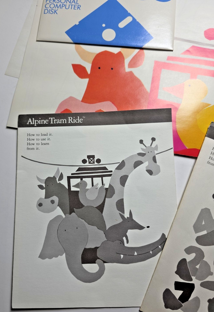 Apple II IIe "Math in a Nutshell" and "Alpine Tram Ride" educational software