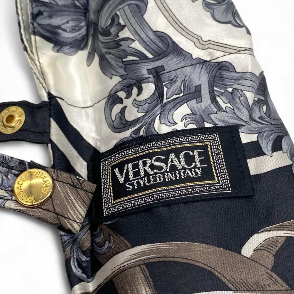 Authentic Vintage Gianni Versace Black Baroque pattern foldable umbrella