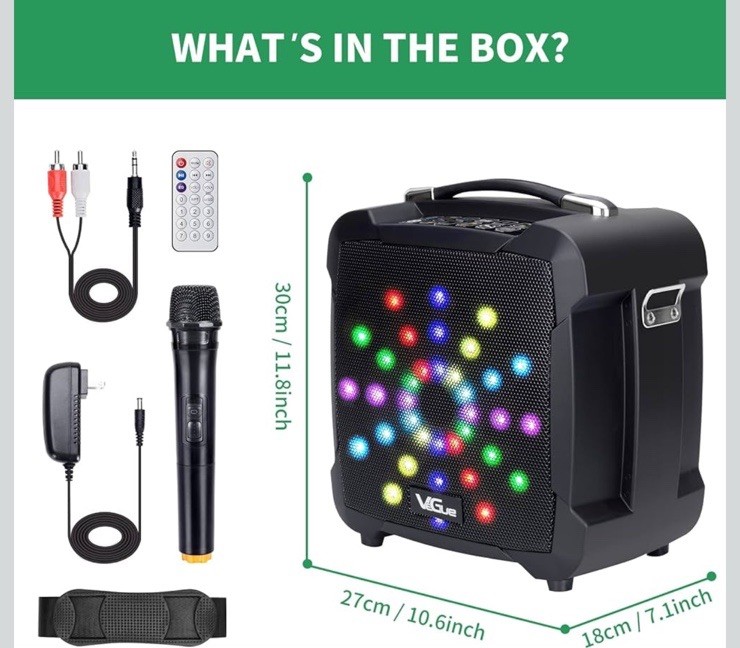 Vegue Wireless Karaoke Machine, Portable PA System Bluetooth Speaker VS-0803