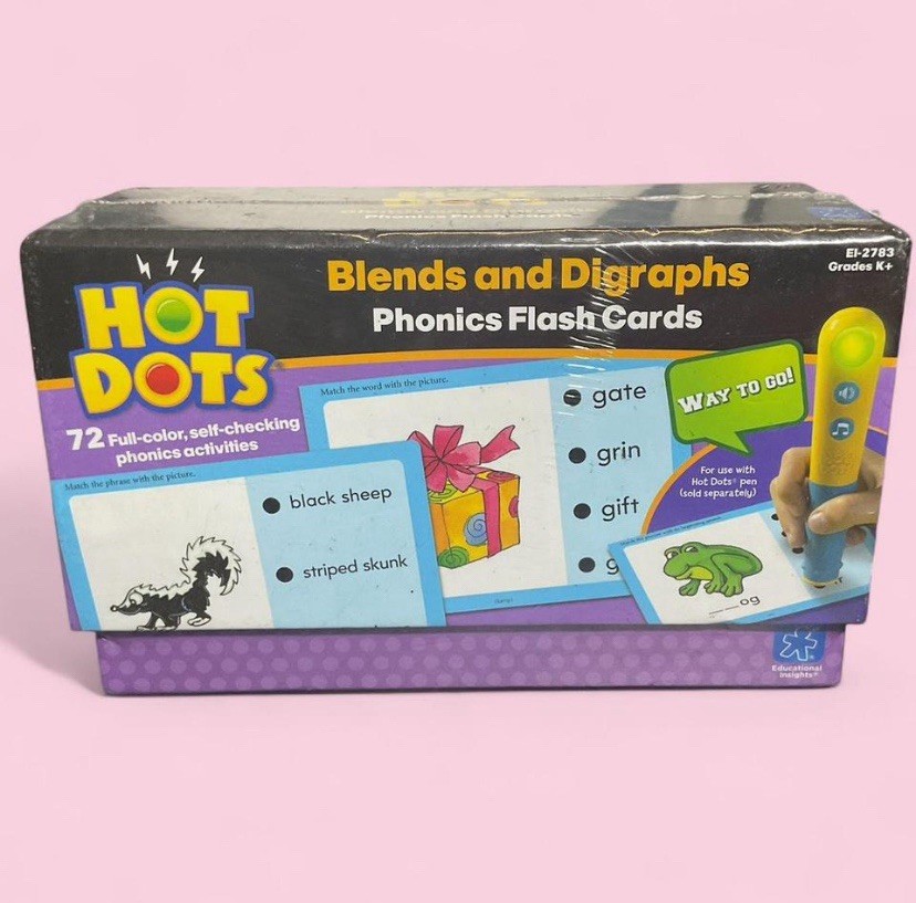 Educational Insights Hot Dots Phonics Flash Cards Blends Digraphs K+