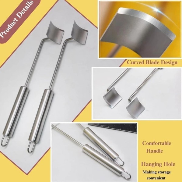 2PC Corn Peeler Stainless Steel Corn Cob Stripping Tool w/ Hook Long Handle Corn