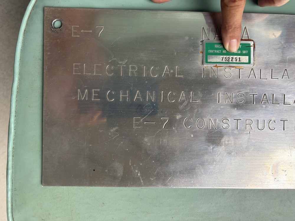 Vintage NASA Space E-7 Electrical Mechanical Construction Aluminum Panel