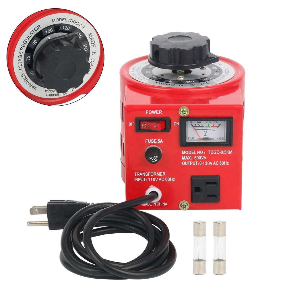 YaeCCC 500W 5Amp Variac Variable Transformer AC Auto Voltage Regulator 0-130V