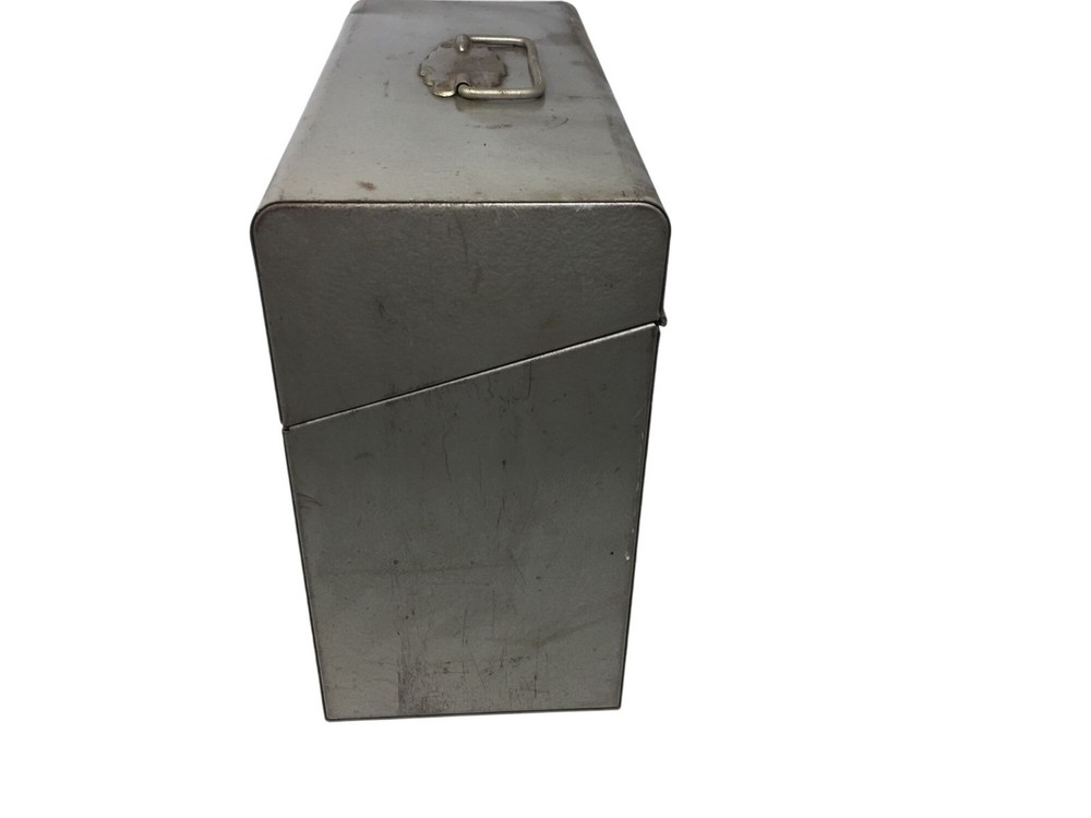 Silver TOWER Metal File/Tool Box with Hinged Lid & Handle