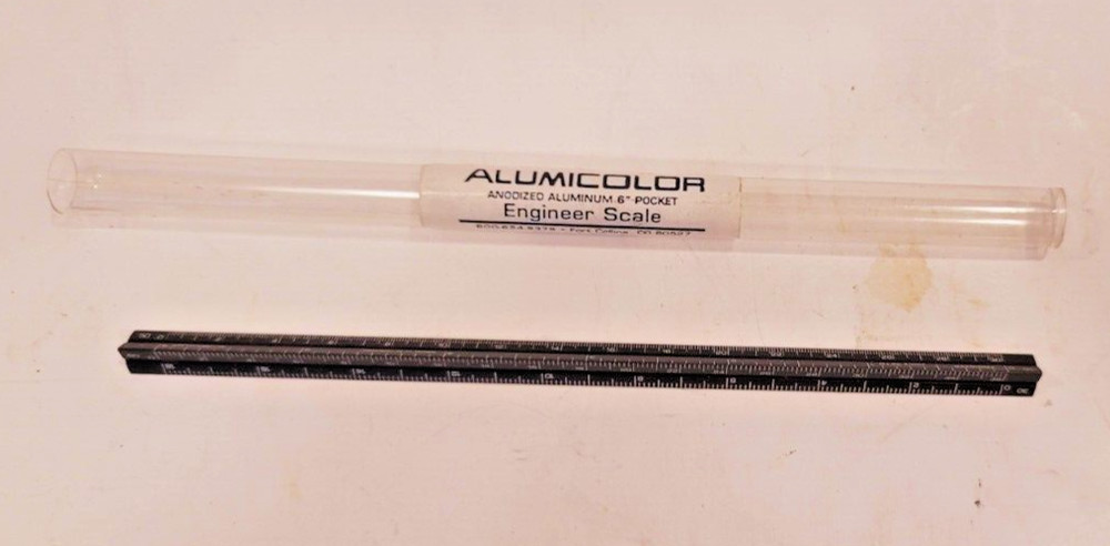 Alumicolor Vintage Anodized 6” Pocket Engineer Scale in Plastic Case