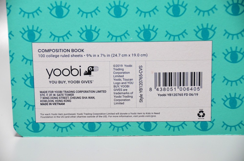 Yoobi Backpack Pencil Case And Composition Book Notebook Winky Eyes Aqua