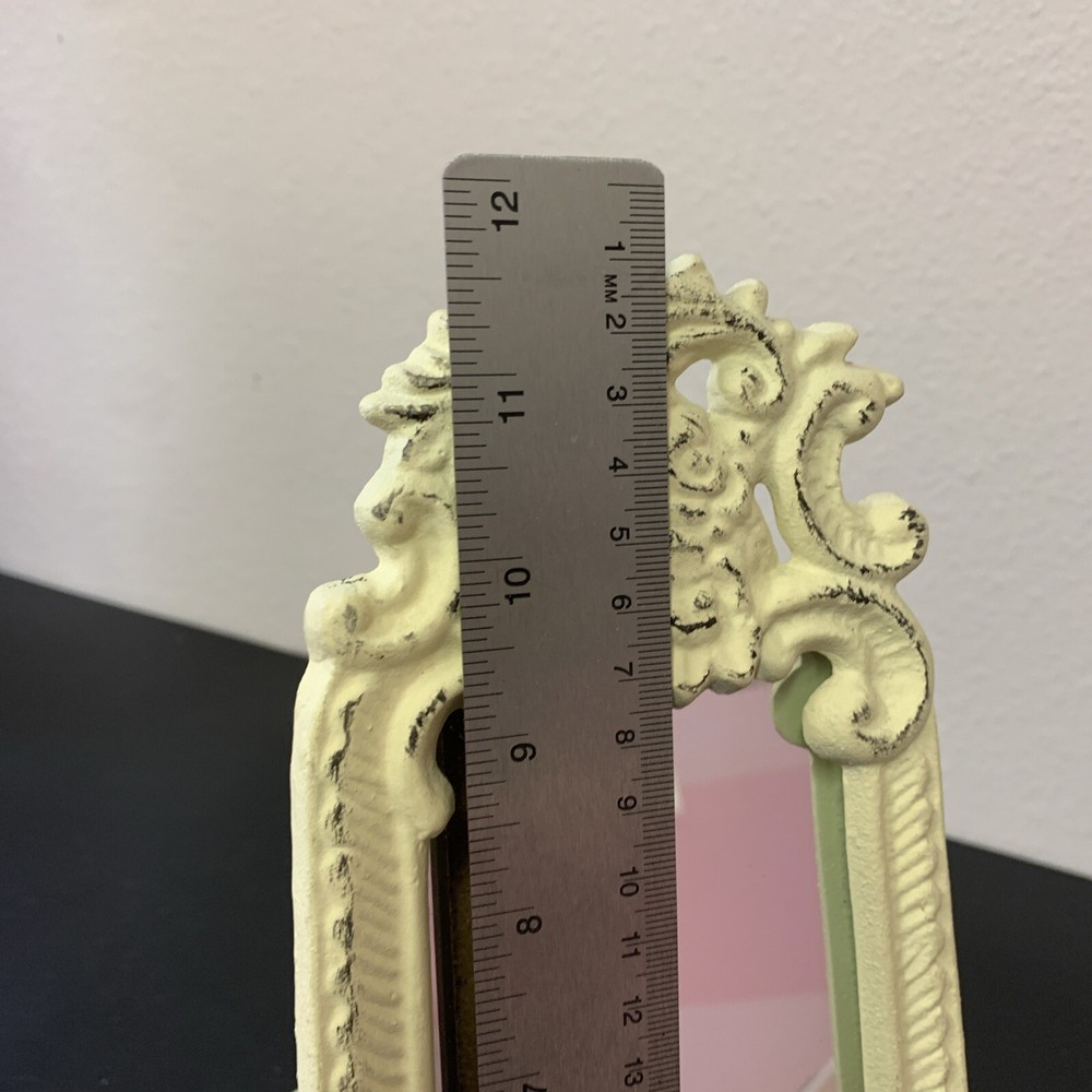 Whitewashed Decorative Mirror- Heavy Cast iron