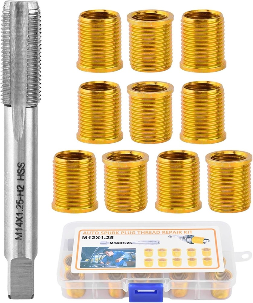 Thread Repair Kit M12x1.25, 10pcs Thread Inserts + 1pc Tap Kit, M12x1.25