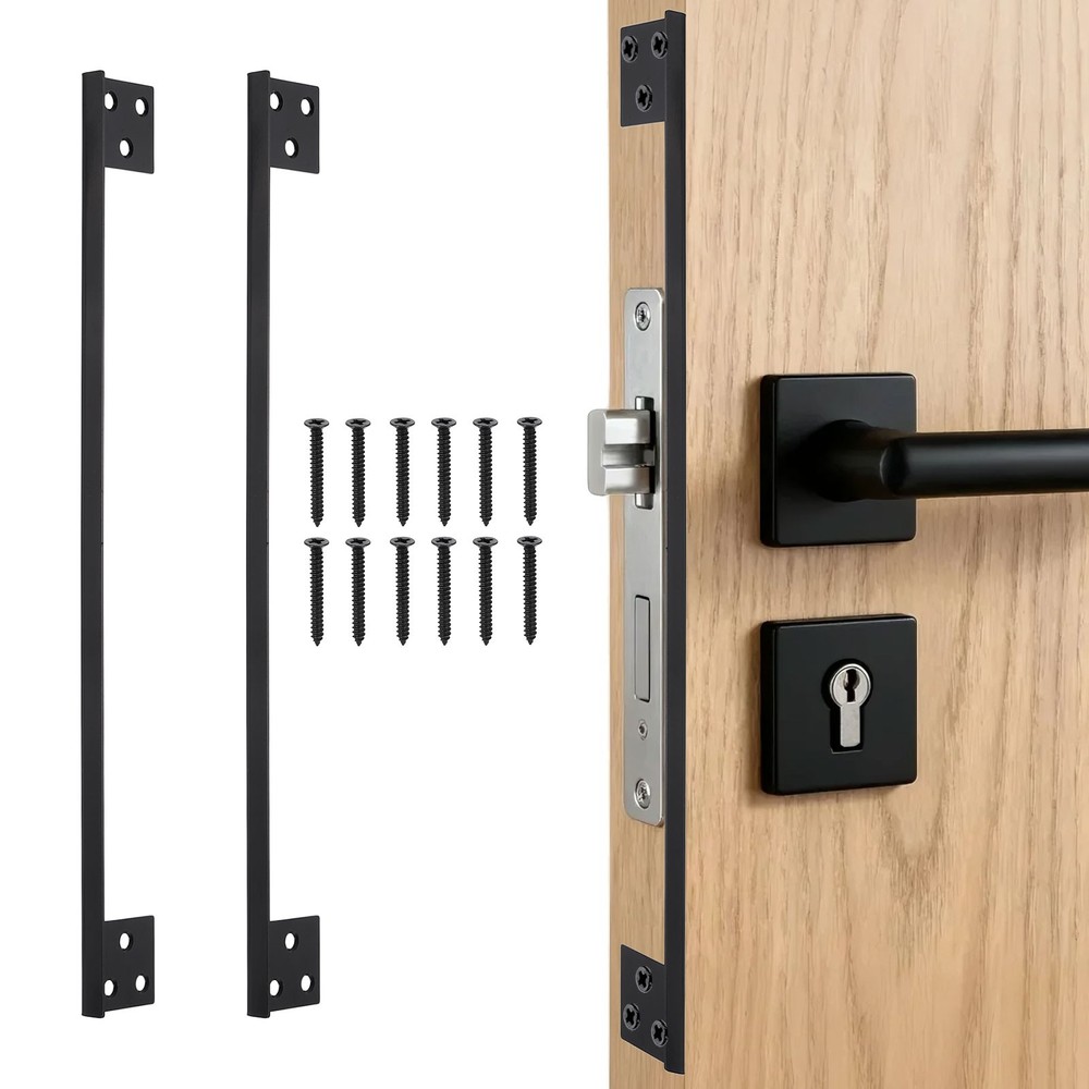 2Pcs Door Latch Guard Plate, 11" Door Security Protector Shield, Black