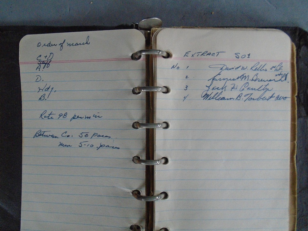 Soldier's personal notebook with some entries