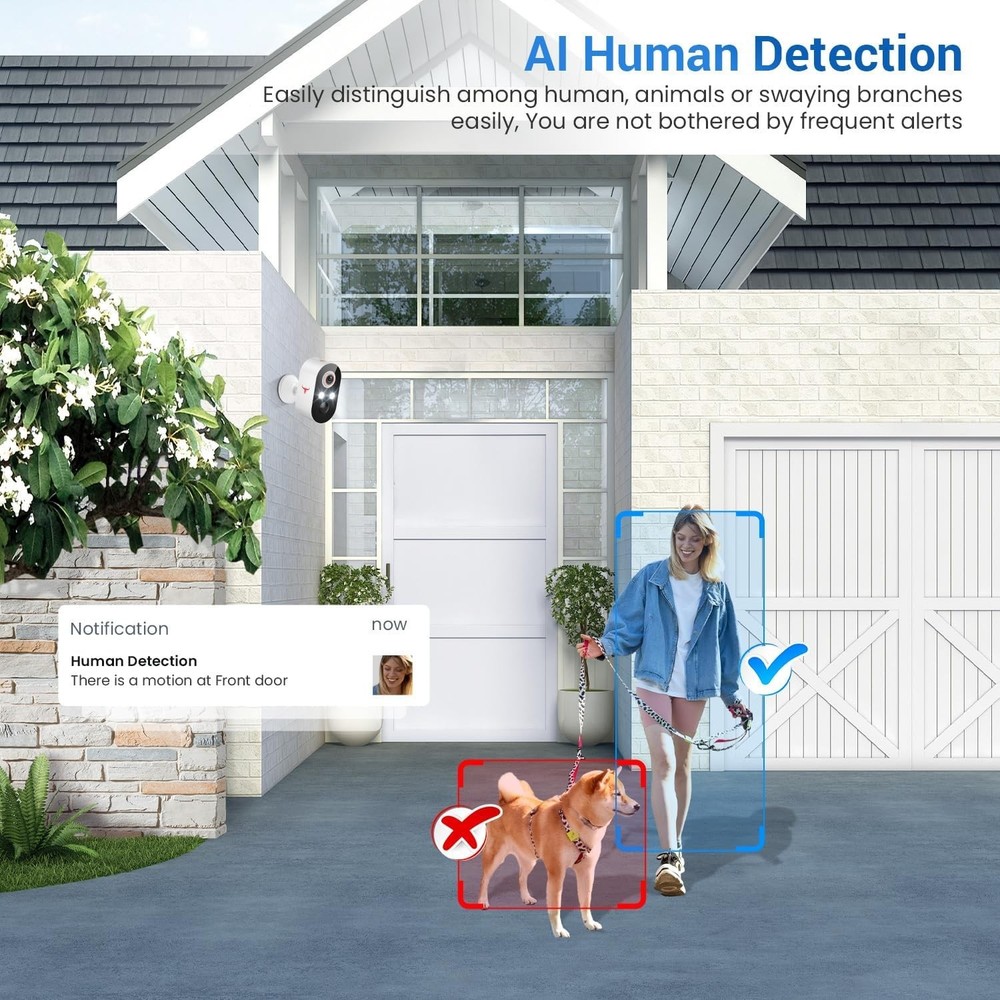 2 Pack Wireless Security Camera System Smart Night Vision Outdoor WiFi Cameras