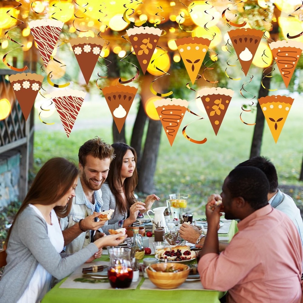 Faccito 36 Pcs Thanksgiving Pumpkin Pie Decorations Fall Ceiling Streamers Ha...