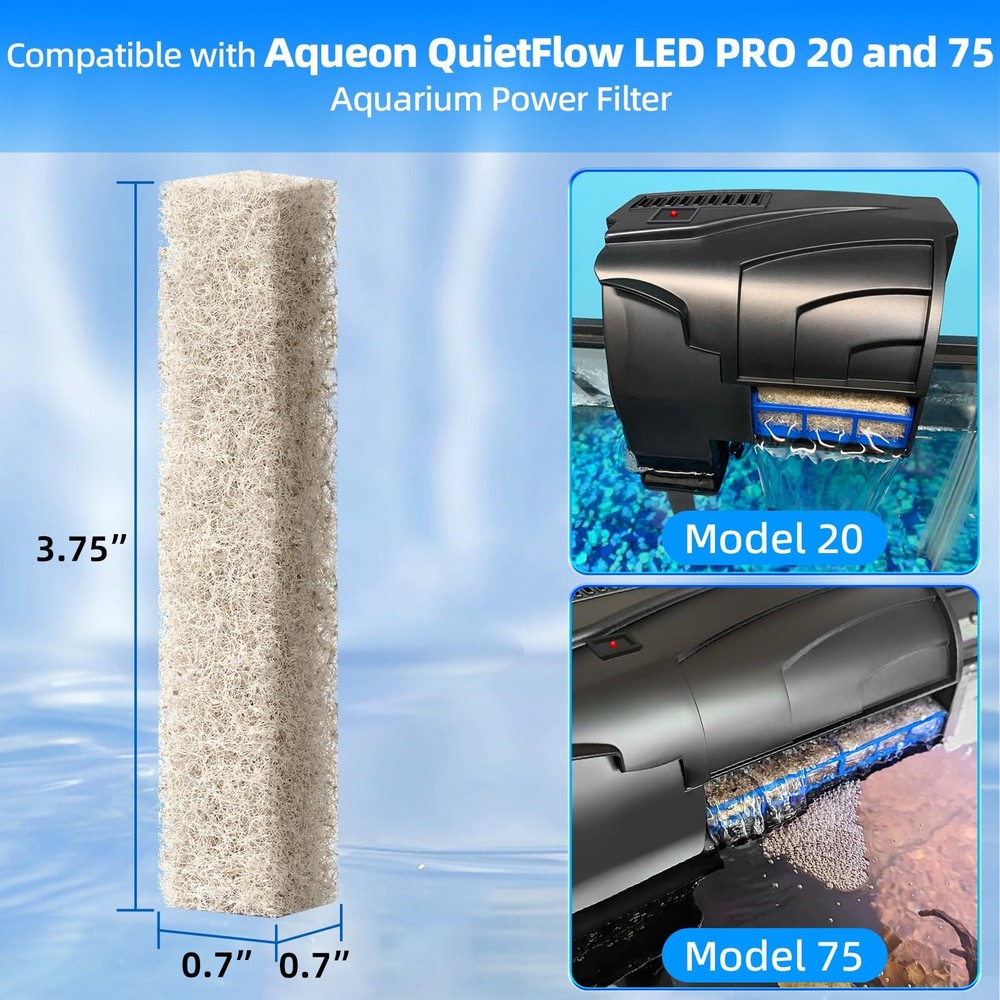 12-Pack Replacement Ammonia Reducer Pads Compatible with Aqueon QuietFlow 20 ...