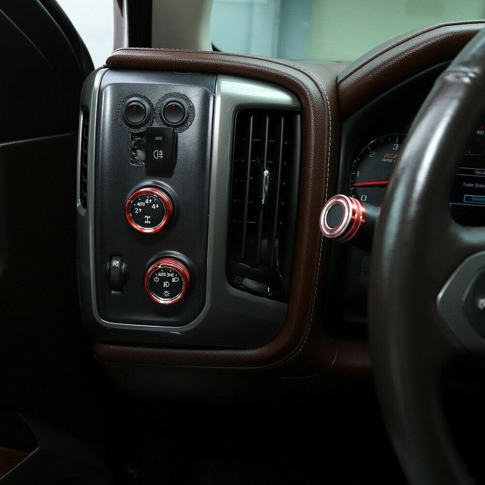 Central Control Switch Button Knob Cover Trim Ring For Chevy 2014-2018 Silverado