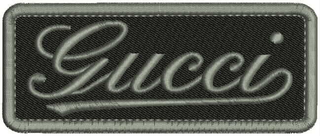 2x5 GUCCI EMBROIDERY PATCH SEW ON BACK GRAY ON BLACK