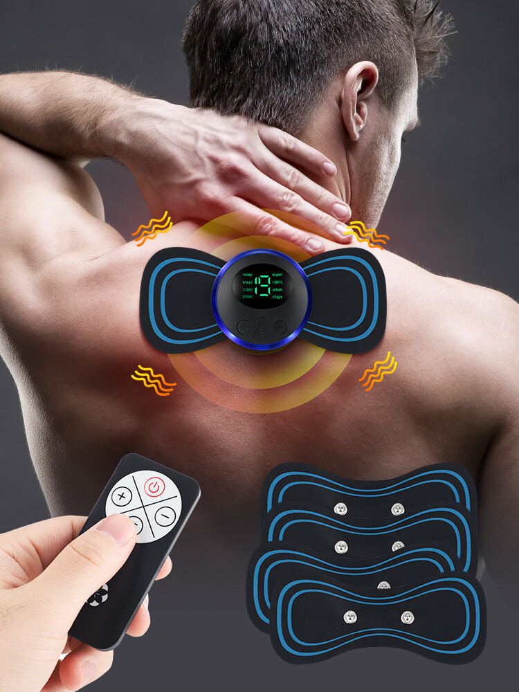 5PCS Portable Mini Electric Neck Back Massager Patch Stimulator Cervical Massage