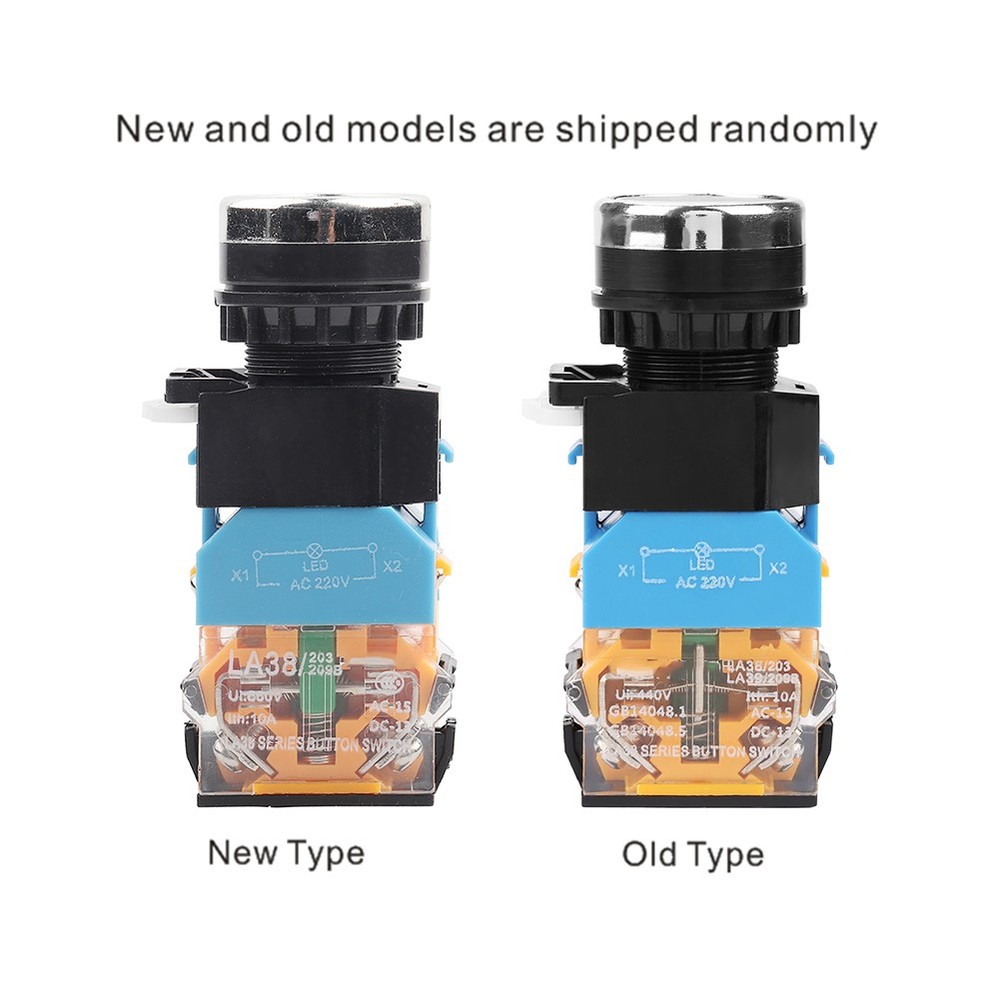 LED Green Push Button Momentary Switch 22mm Flat Head 220V For Starter Control