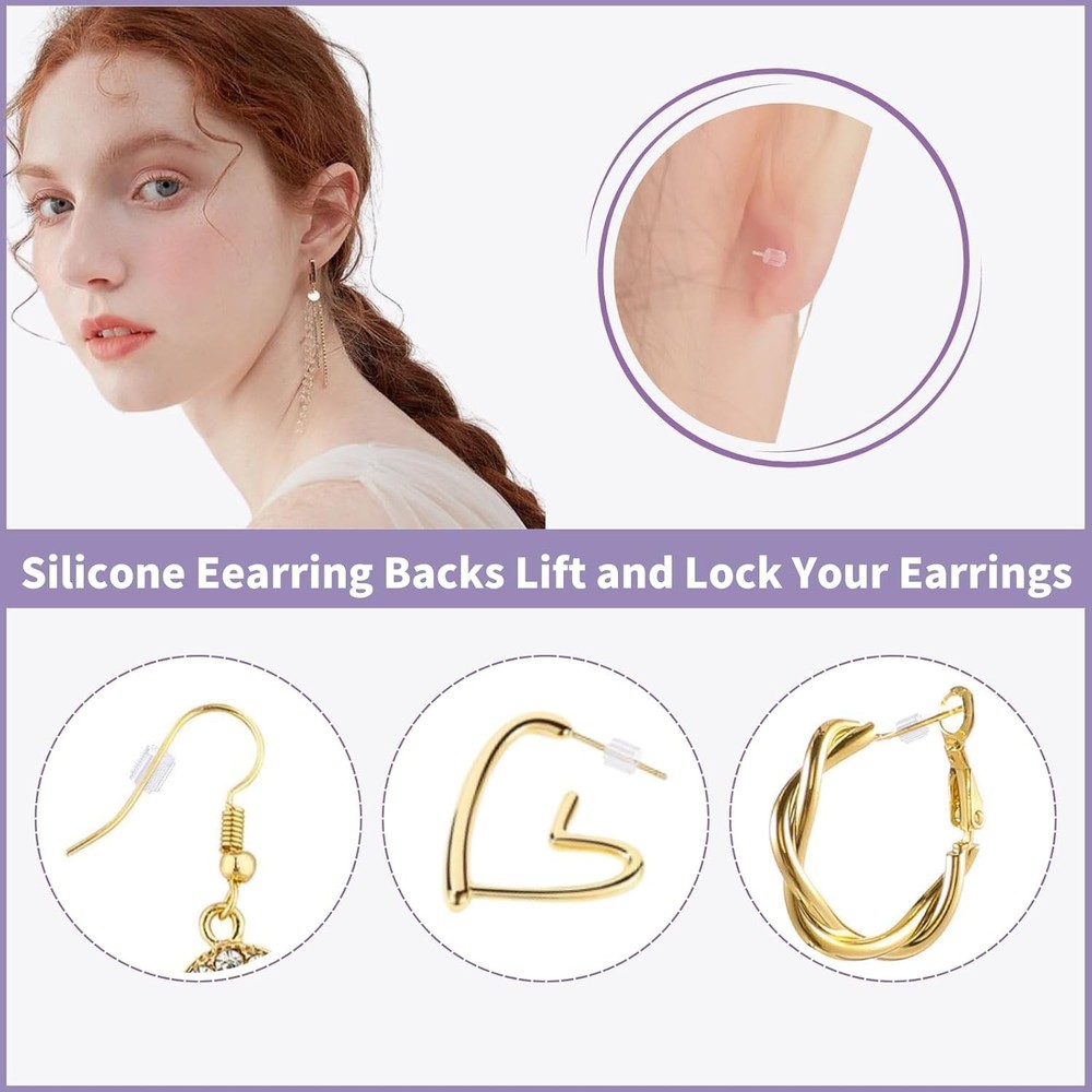 Silicone Earring Backs, 200PCS Soft Clear Earring Backing Replacement Stopper...