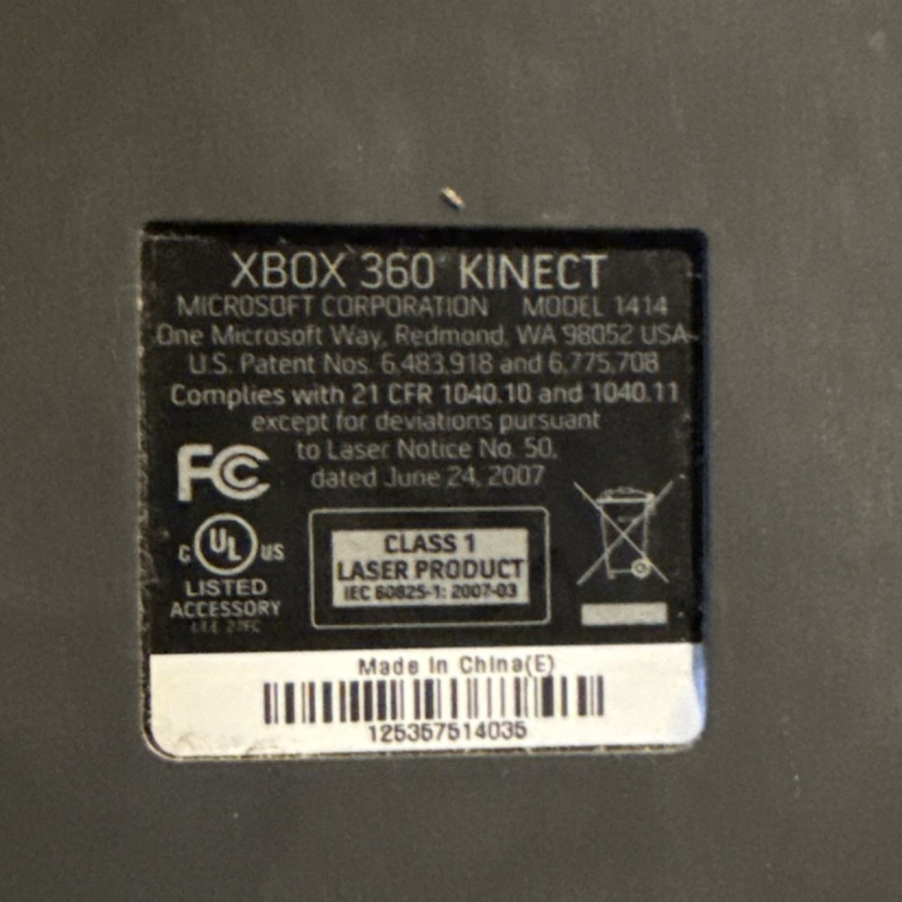 Microsoft Xbox 360 Kinect Motion Camera Sensor Model 1414 Black Wired