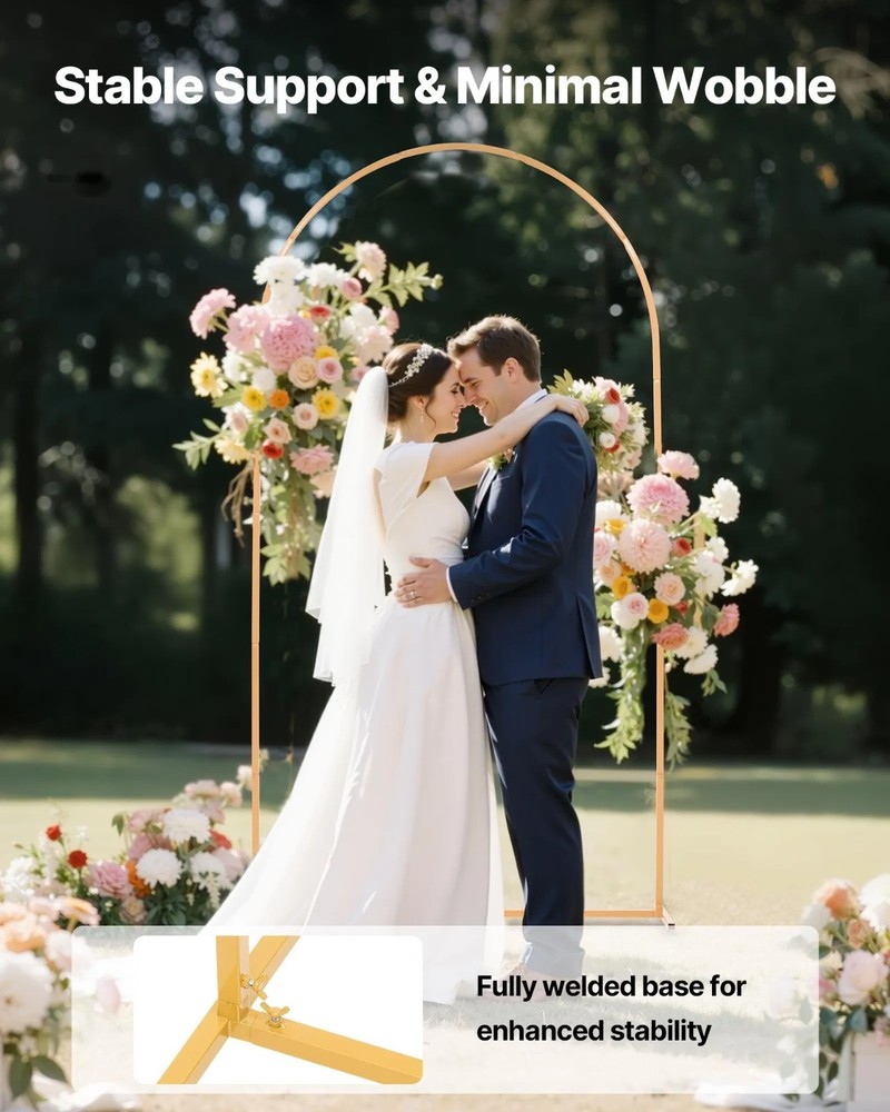 Arch Backdrop Stand, 7.2 x 4 ft, Stable Structure, Easy Assembly, 1 Piece Gold