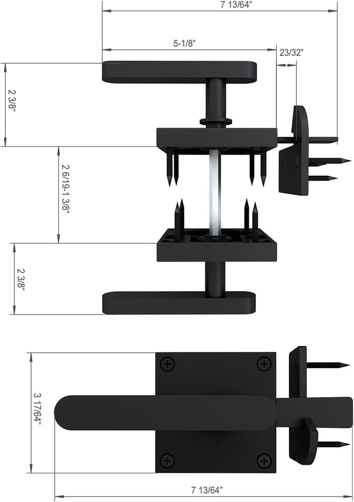 Heavy Duty Double Side Gate Latch - Black