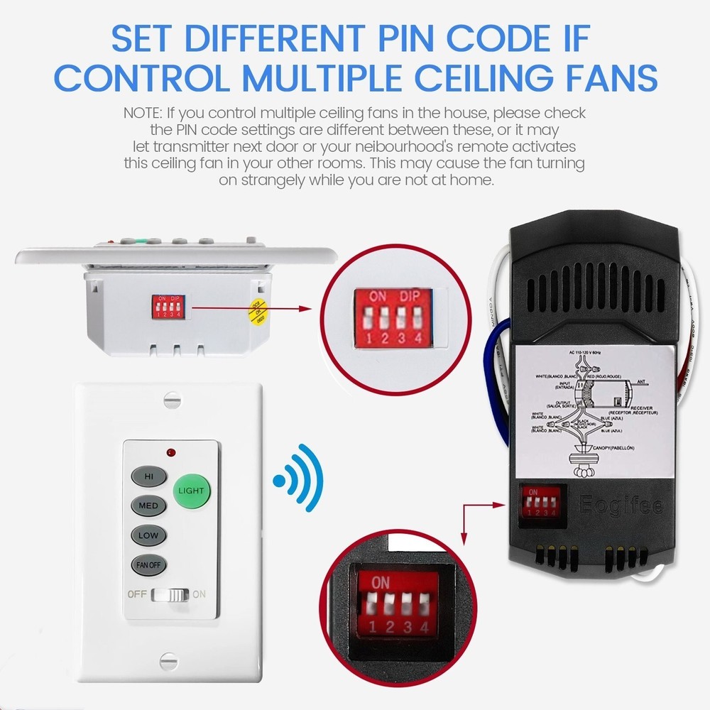USED Receiver for Ceiling Fan Remote Control 4DIP Switch For Harbor Breeze