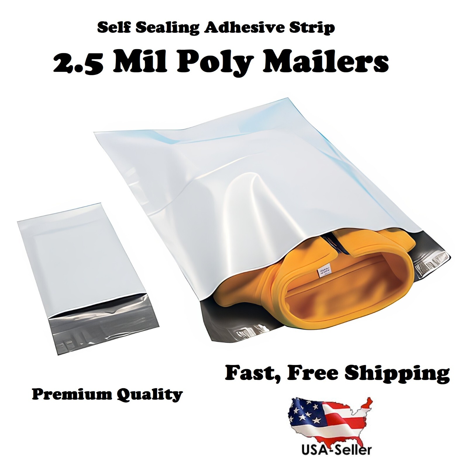 White Poly Mailers Plastic Envelopes Shipping Bags 2.5 Mil White Premium Mailer