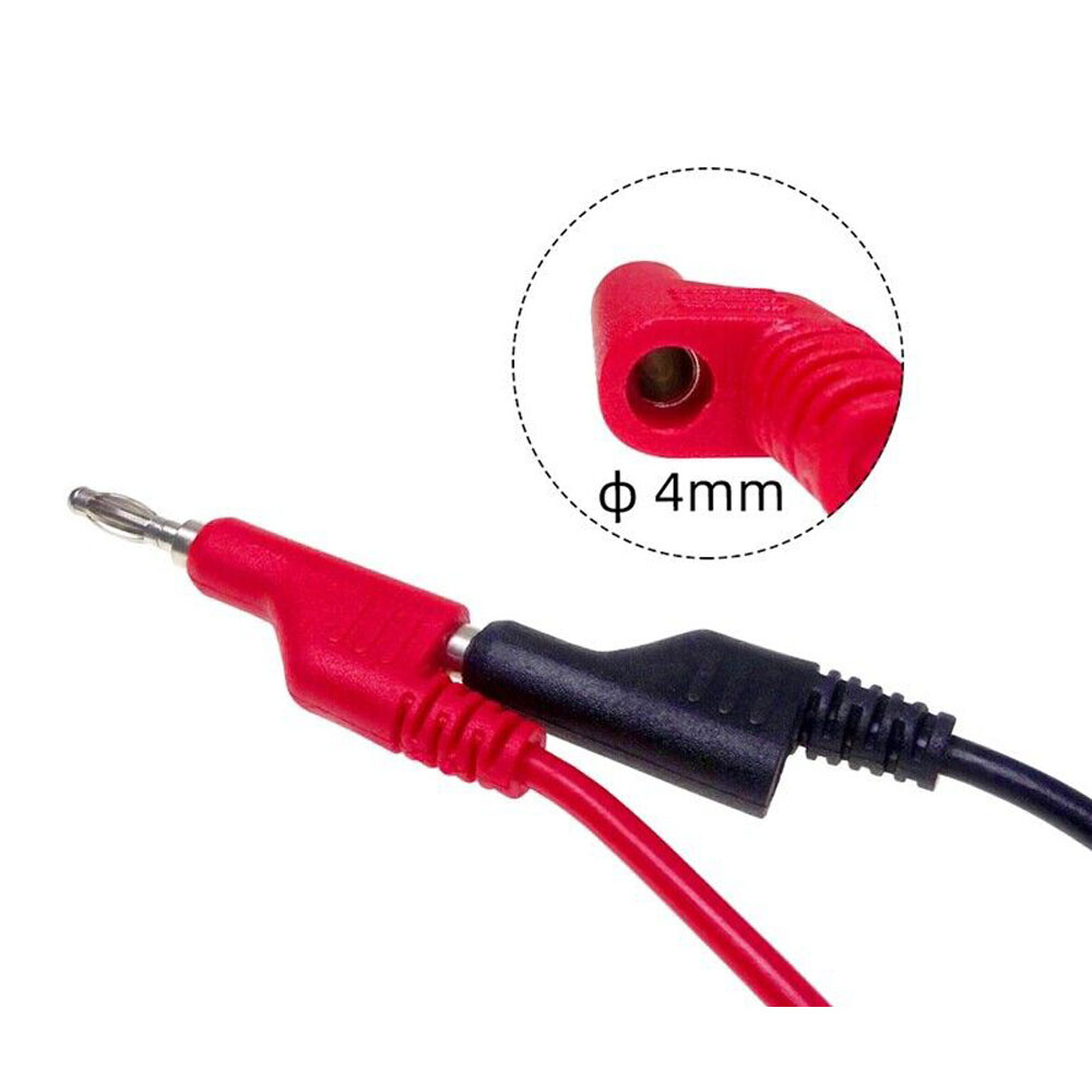 5x 4mm Stackable Banana Plug To Test Hook Clip Test Leads Mini Grabber Cable US