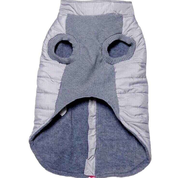 LuvGear Gray & Hot Pink Puffer Fleece Lined Puppy/Dog Coat/Jacket, Sm, Md, or Lg