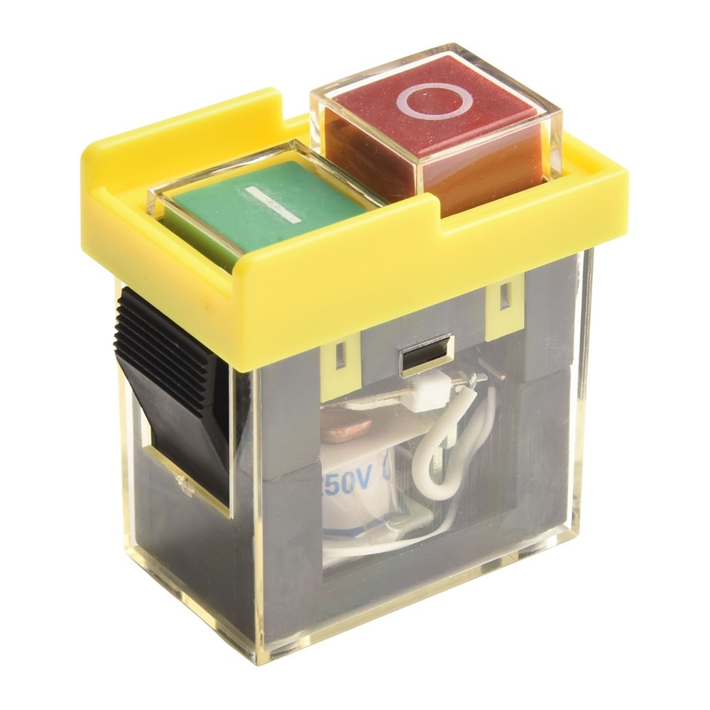 User friendly start button switch with power off and undervoltage protection