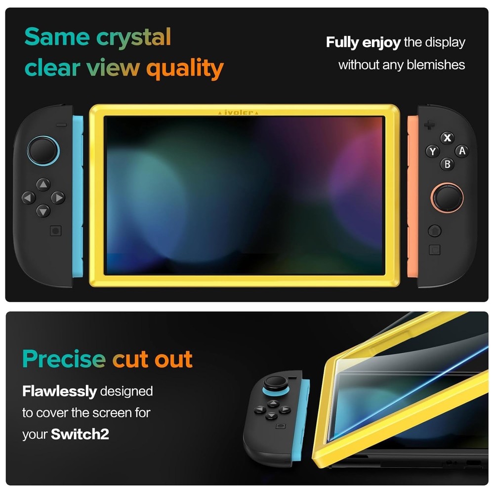 4-pack Tempered Glass Screen Protector for Nintendo Switch 2 w Alignment Frame