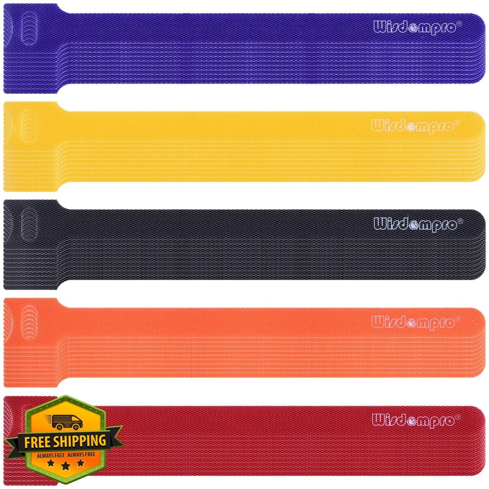 50pk 8'' Hook and Loop Cable Ties Wisdompro