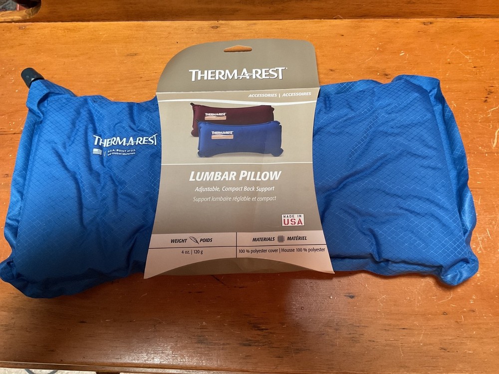 THERMAREST LUMBAR PILLOW adjustable compact back support USA made