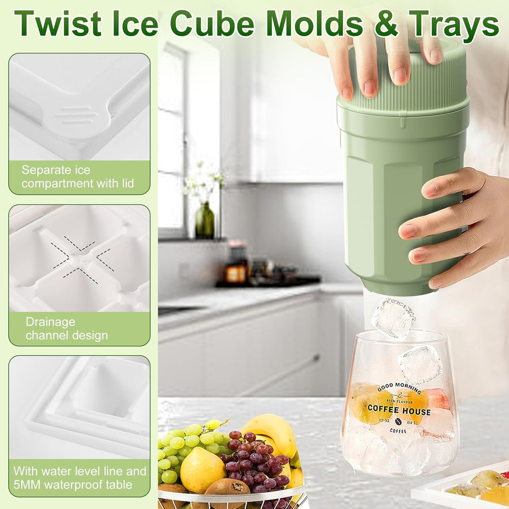 Reusable Ice Cube Tray Set with Lid & Release Tool - 3 Trays & 1 Tool
