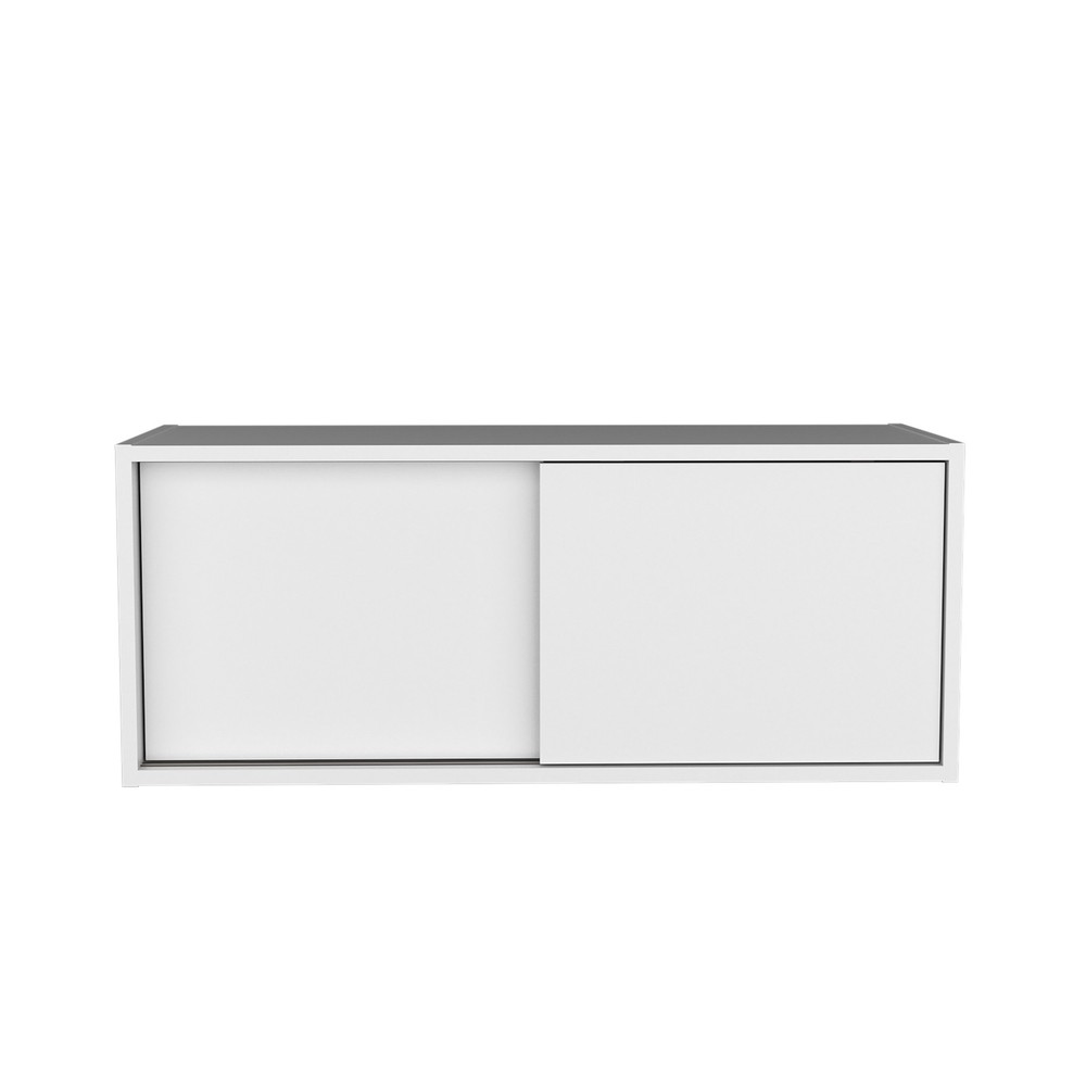 Wall-mounted multi-functional H wall cabinet - white, with two sliding doors