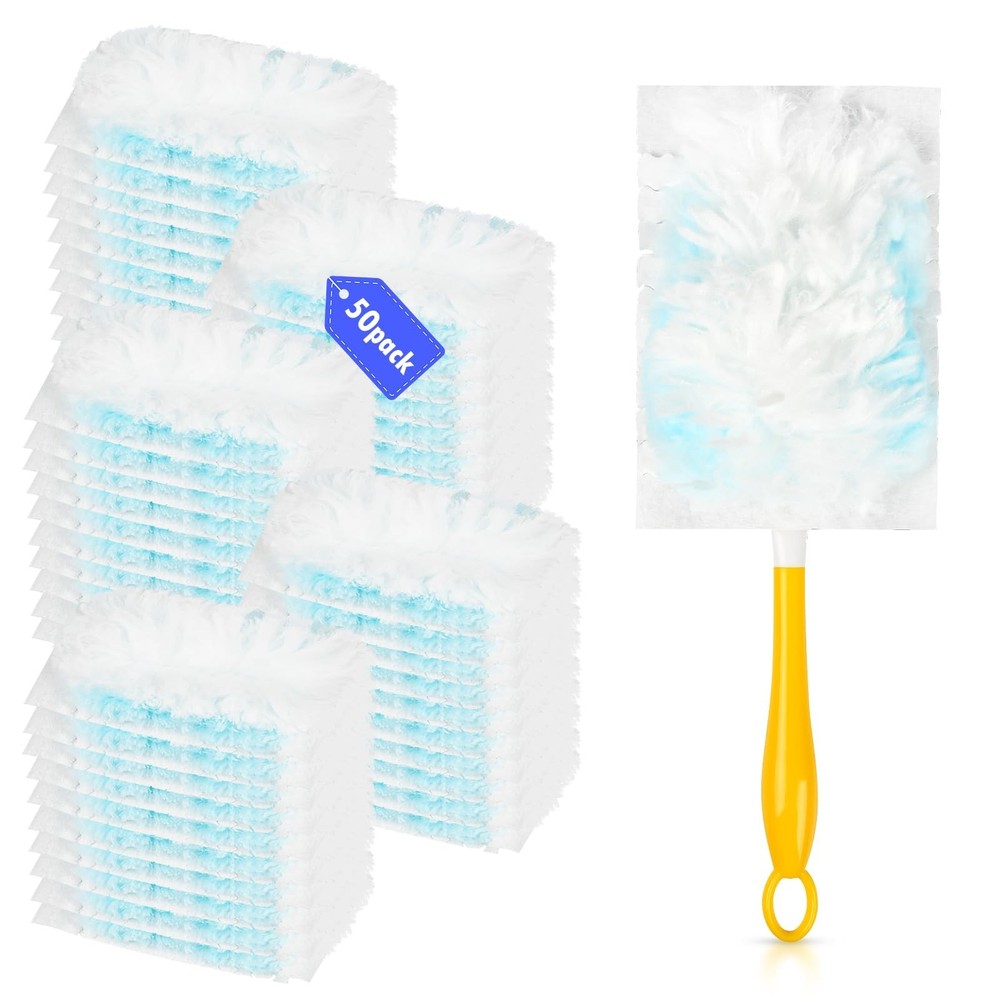 50 Count 180° Multi-Surface Feather Duster Refills Compatible with Swiffer