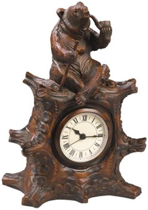 Whimsical Bear Smoking Pipe Clock-Hand-Painted Lodge Decor