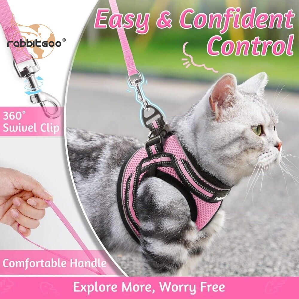 rabbitgoo Cat Harness & Leash Set Escape Proof Adjustable Kitten Vest Reflective