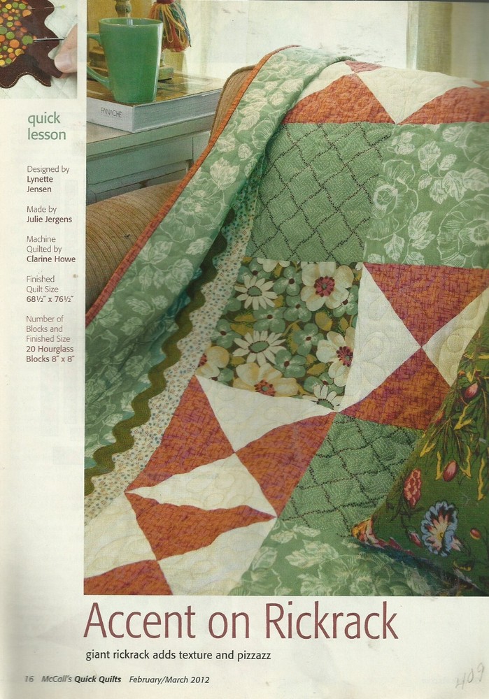 C0013  ACCENT ON RICKRACK QUILT PATTERN/INSTRUCTIONS