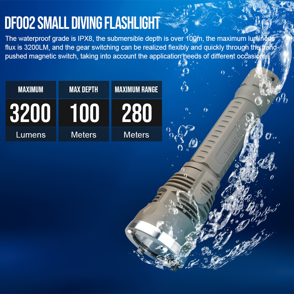 TrustFire Stepless Dimming Rechargeable Flashlight 3200LM LED Diving light US