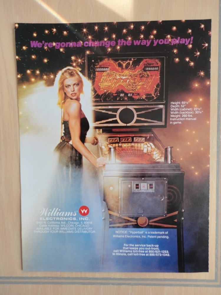 Hyperball Pinball Machine Flyer Original Magazine Pull Out Advertisement Vers 3
