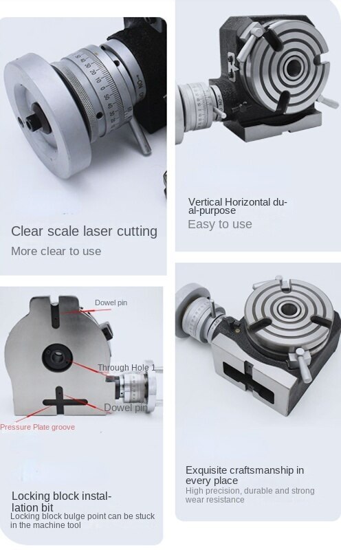 Diameter 200mm Milling Machine Horizontal Vertical Rotary Table High Precision