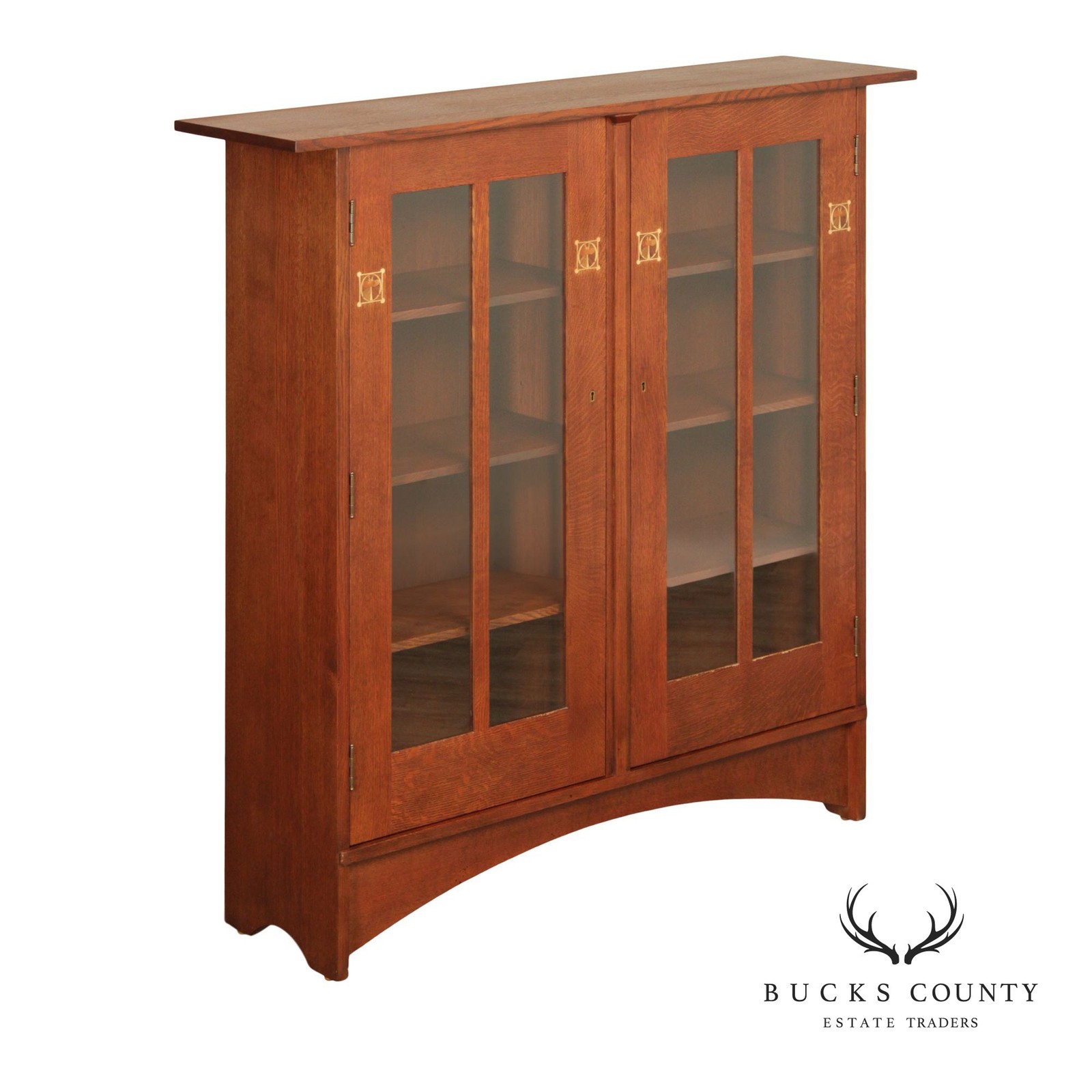 Oak Two Door Bookcase Harvey Ellis Inlaid Oak 2 Door Bookcase